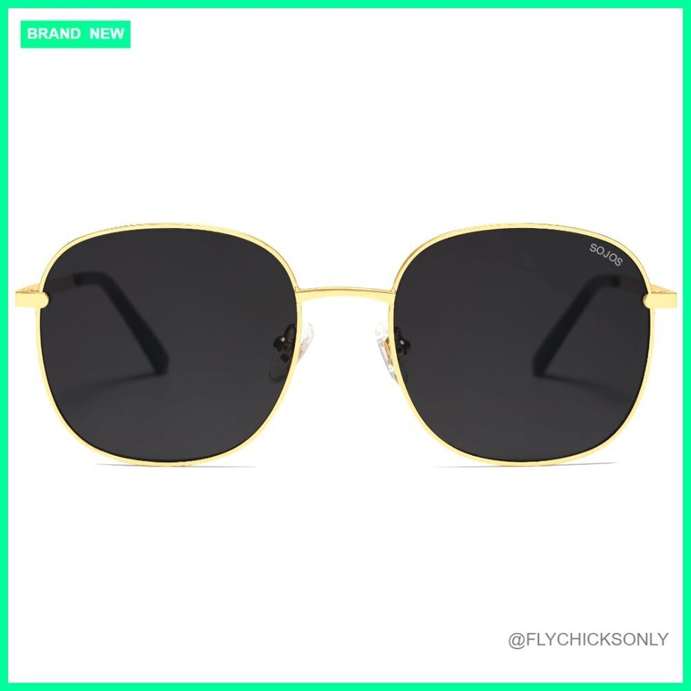 Classic Square Sunglasses Gold Frame UV400 Polarized Metal Shades